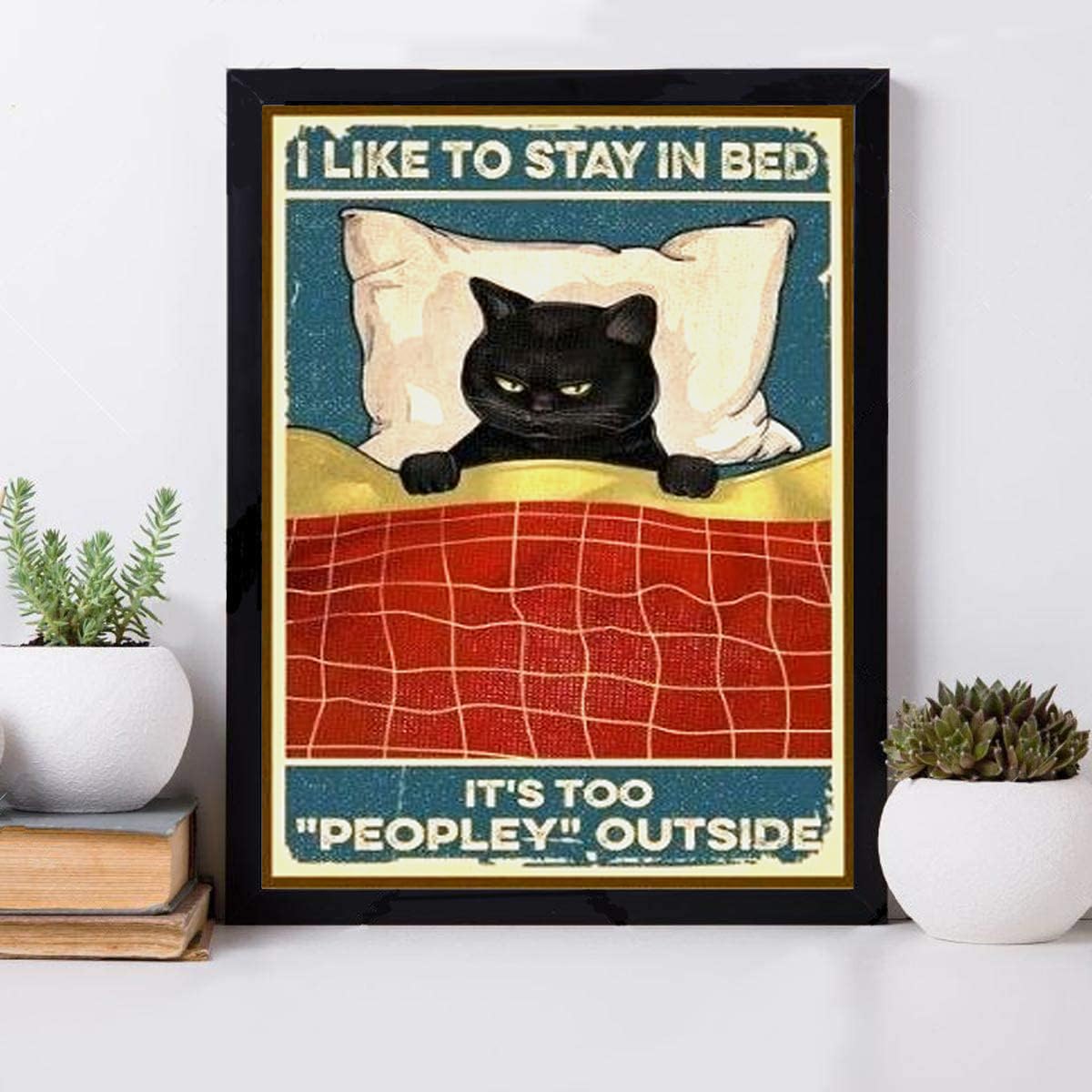 5D DIY Diamond Painting Kits for Adults,Don 't Want to get up Cat Diamond Painting Full Drill Round Art Gems Diamond Art Perfect for Home Wall Decor(12x16Inch) GuyAna