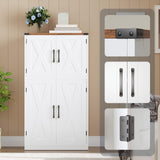 HOOBRO Bathroom Storage Cabinet, Farmhouse Freestanding Floor Cabinet with 2 Extra Hidden Storage Doors, Adjustable Shelves, Large Capacity, Easy Assembly, 11.8 x 23.6 x 43.5 Inches, White and Walnut HOOBRO