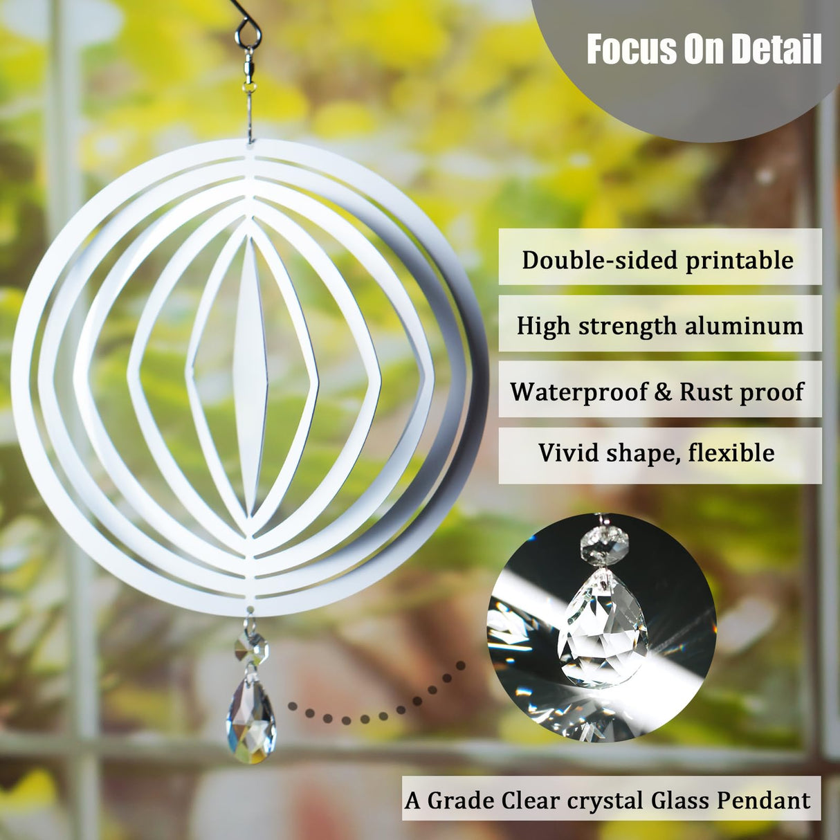 4Pack 8inch Sublimation Wind Spinner Blanks 3D Aluminum Metal Wind Sculpture Kinetic Spinners for Yard and Garden Indoor Art Ornaments Hanging Decoration (Geometric) WindMage