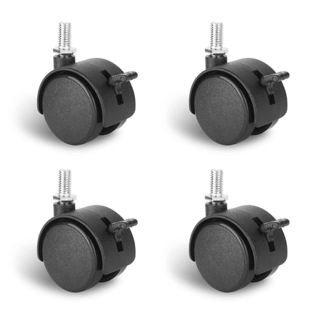 Dalyndar 4 Pack 1.5 Inch Swivel Stem Caster Wheels Replacement Casters 1.5'' Furniture Wheel with Locking Brake Metric Threaded Stem M8 Wheels for Table Drawer Plant Shelf Metal Rack Laundry Basket Dalyndar