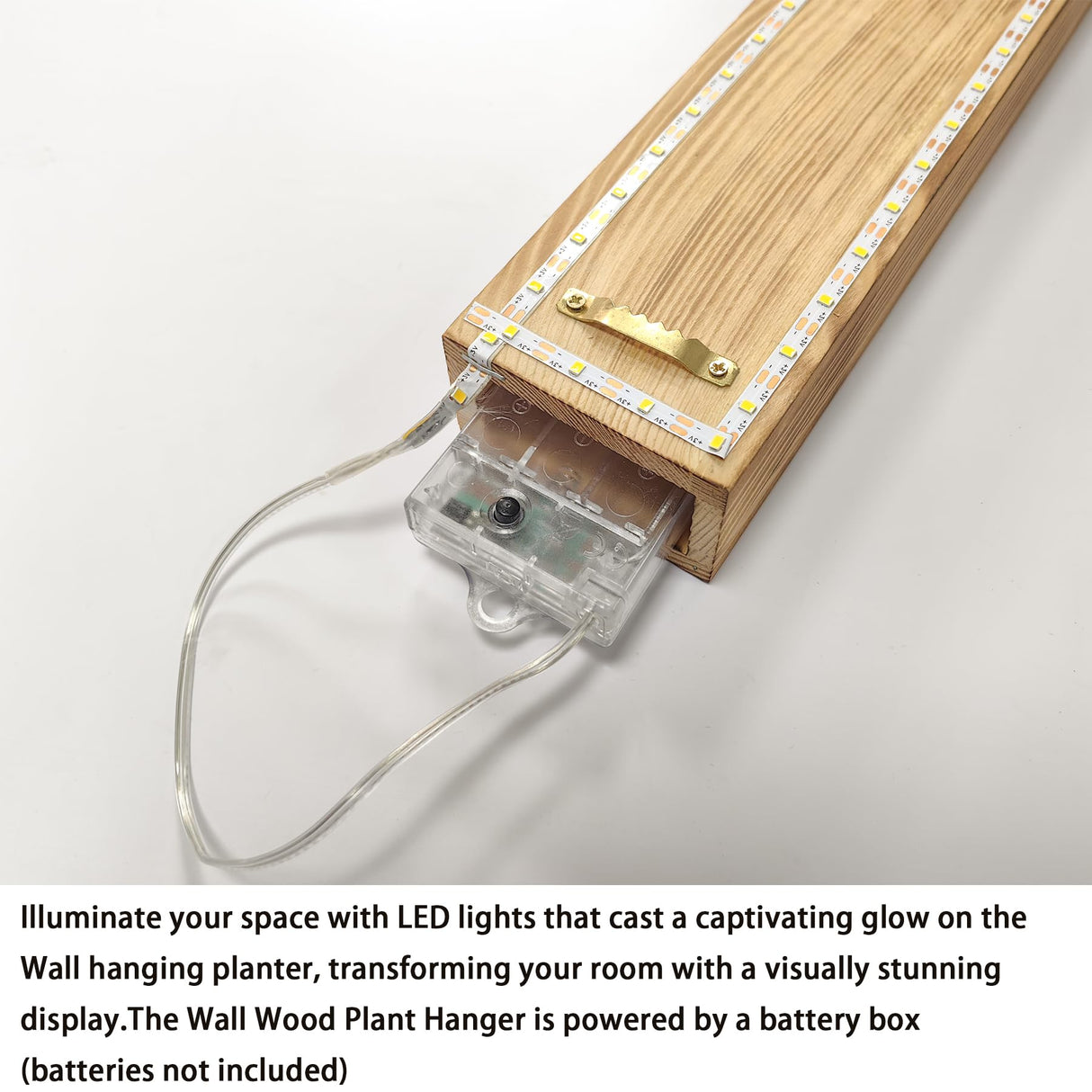 2 Pack Wall Planters for Indoor Plants, Hanging Wall decor with LED Lights for Bathroom, Bedroom Living Room, Kitchen Modern Home Wooden Art Rustic Wall Sconces Vases for Dried Flowers Fake Greenery Comtelek