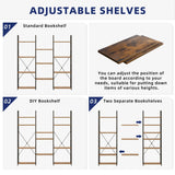 NUMENN Triple Column 4 Tier Bookshelf, Bookcase with 11 Open Display Shelves, Adjustable Rustic Industrial Style Book Shelves, Modern Bookshelves for Bedroom, Living Room and Home Office, Vintage NUMENN