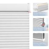 BERISSA Custom Cellular Shades Cordless, Blackout Cellular Window Blinds, Pull Down Blackout Blinds Honeycomb Indoor Windows Shades for Home Office Bedroom, Easy to Install, White BERISSA