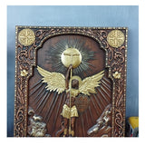 QIADGE Archangel Michael Sculpture Wall Hanging Wooden Carved Home Decor Plaque Personalized Crafts Christian Gift Idea (10 * 8 in) QIADGE