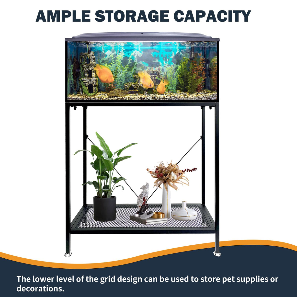 Fish Tank Stand: The Perfect 10 Gallon Metal Aquarium Stand Measuring 22.8" W x 10.6" D x 31.3" H to Fit Your Aquatic Display Needs. tongmo