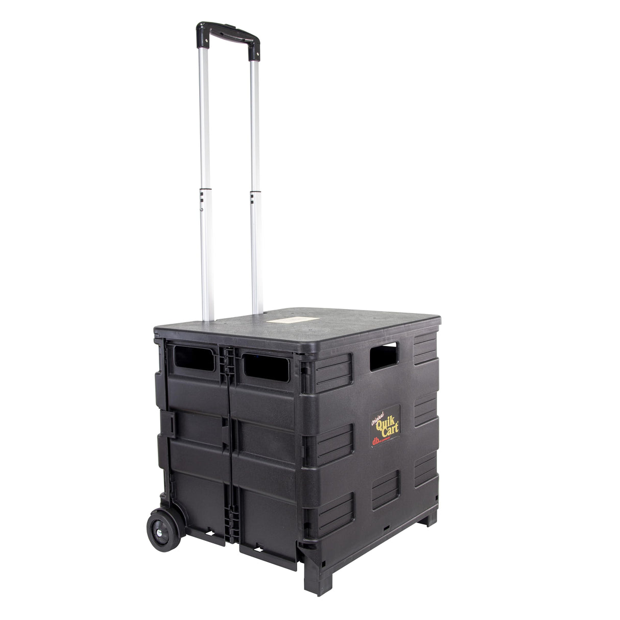 dbest products Quik Cart Collapsible Rolling Crate on Wheels for Teachers Tote Basket 80 lbs Capacity, Made from Heavy Duty Plastic Used as a Seat, Black dbest products