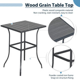 JOIVI 3 Piece Patio Bar Set, Outdoor Wicker Counter Height Bar Stools and Wood Top Table Set for 2 People, Bar Height Table Bistro Set with 2 Bar Chairs and Cushions for Backyard, Balcony JOIVI