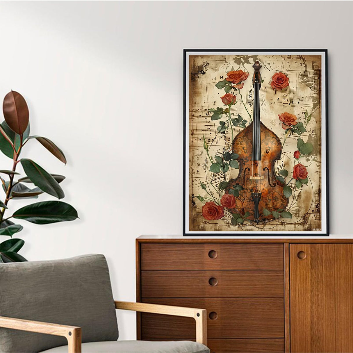 BRTITA Violin Rose Diamond Painting Kits for Adults Musical Instrument Diamond Painting Art Kit for Adult 5D Full Drill Diamond Dots Painting for Beginners Home Wall Decor Gifts 12x16in / 30x40cm BRTITA