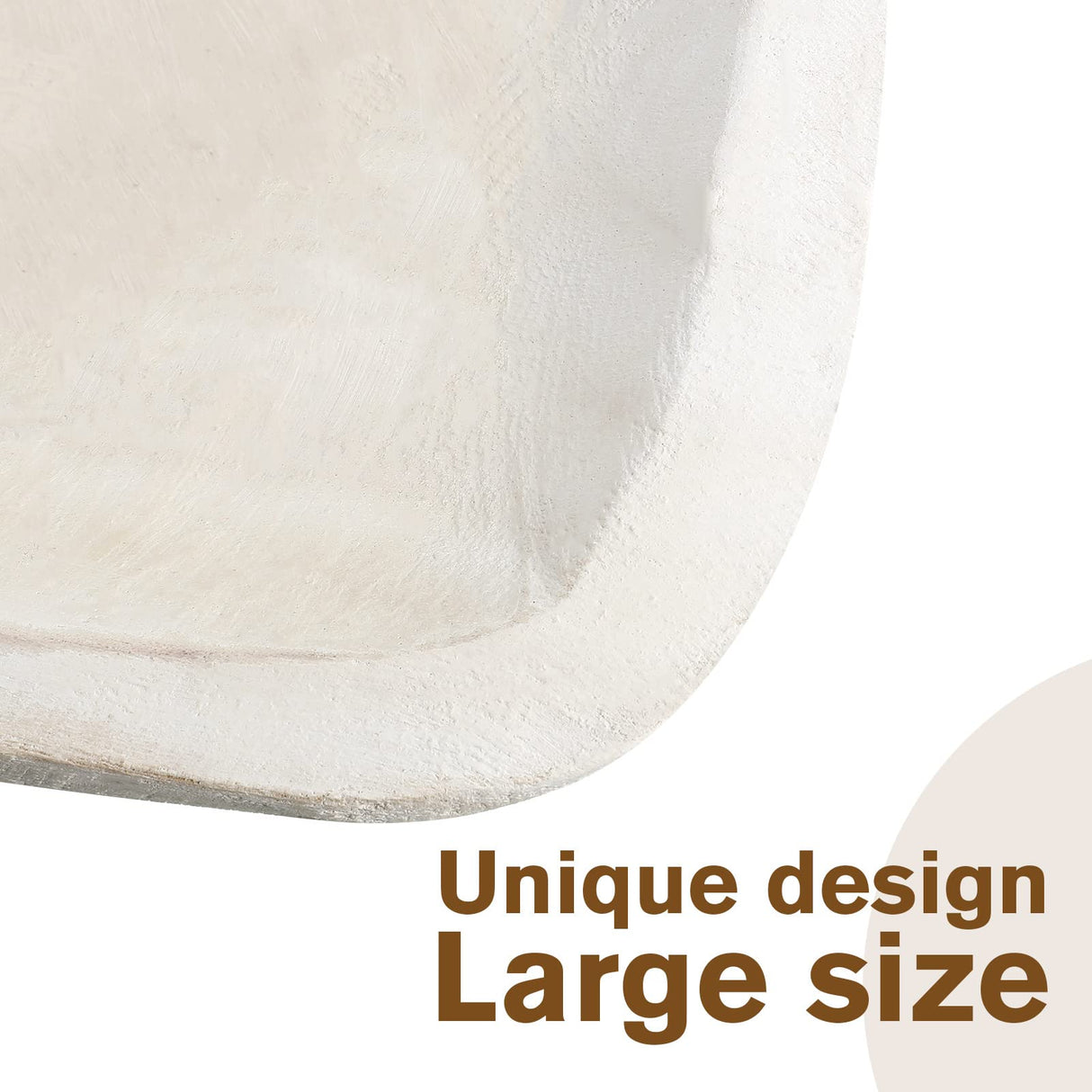 Xaatren Large Wooden Dough Bowl Decorative Wooden Bowl Rustic Wooden Long Dough Bowls Decor for Farmhouse Home Dining Table Centerpiece Living Room Kitchen Decorations (White,10 x 6 Inch) Xaatren