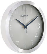 Bulova Winston Wall Clock C4844 | 10" Diameter | Metal Design with Diamond Cut Edges | Silent Sweep Quartz Movement | Easy-to-Read Arabic Numerals Bulova