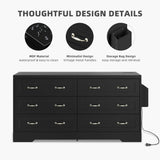 YITAHOME 6 Drawers TV Stand for 65 inches with Power Outlets -Chest of Drawers Dresser with Side Organizer Bag Entertainment Center TV Console, Black YITAHOME