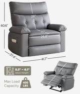 GarveeHome Oversized Wide Recliner Chair - Heat and Massage, Faux PU Leather Large Manual Recliner for Adults, Lazy Chair with 1.5X Sponge Comfort Arm and Back for Living Room, Bedroom GarveeHome