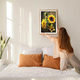 GDYEEH DIY 5D Sunflowers Diamond Art Kits, Butterfly Round Full Drill Sparkling Diamond Painting Picture, Flowers Diamond Painting Art Kits Craft for Adults Beginners, Home Wall Decor 12x16inch GDYEEH