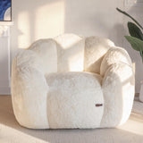 MAXYOYO Bean Bag Chair for Adults, Floral Shaped Bean Bag Sofa, Ultra Soft Faux Fur Floor Sofa, Large Reading Chair for Living Room Bedroom, Beige, Single MAXYOYO