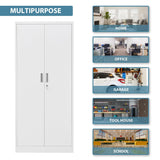 Metal Storage Cabinet, 72" H x 36" W x 18" D Locking Cabinet with Adjustable Shelves, Steel Storage Cabinets for Garage, Home, Office, Pantry (White) Wanfu