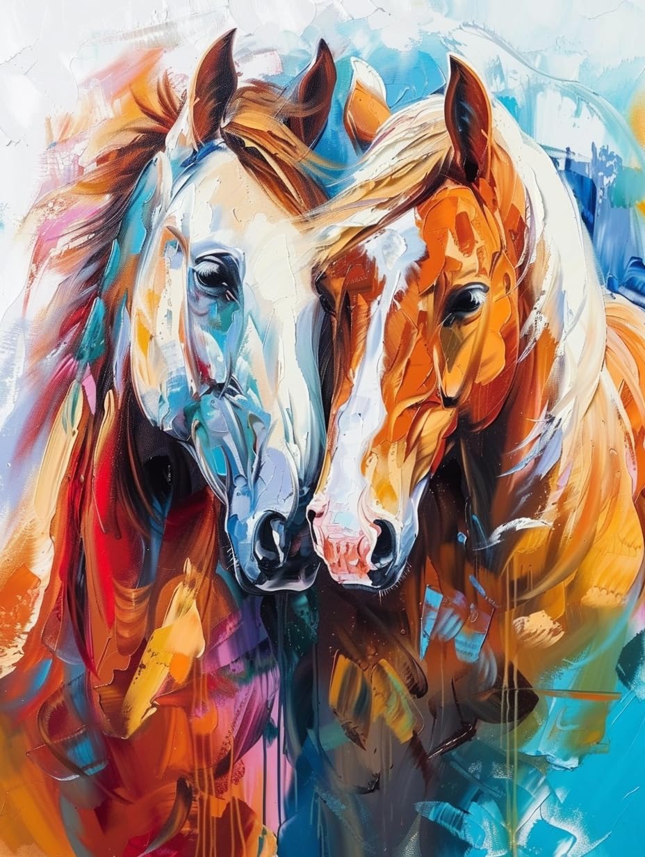 SKRYUIE Horse Paint by Numbers Kits for Adults, Acrylic Ghost Oil Painting by Numbers Kits for Beginner with Paintbrushes Brushes Art Canvas for Home Decor 16x20 inch / 40x50 cm B98218 SKRYUIE