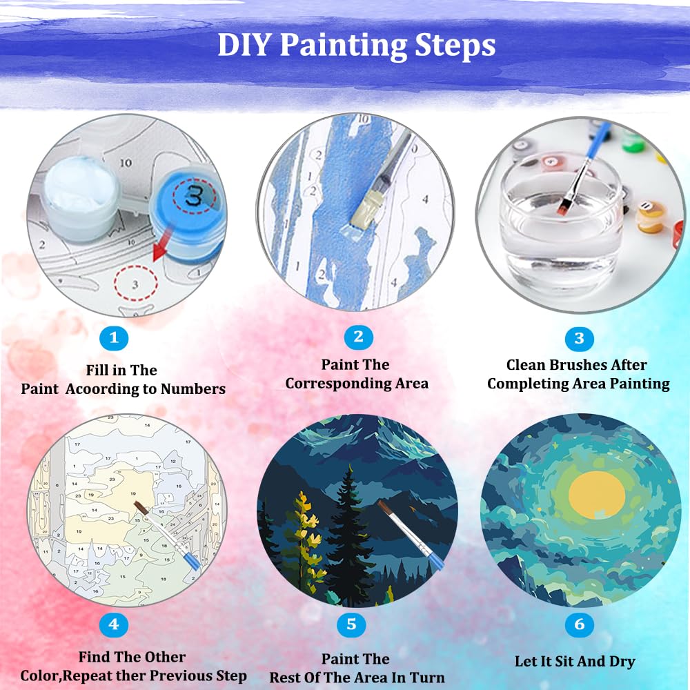JUJUHOOD Moon Forest Paint by Numbers Kit for Adults,Landscape Adult Paint by Number Kits,DIY Acrylic Paint by Number on Canvas for Home Wall Decor 16X20 Inch JUJUHOOD