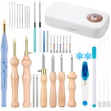 37Pcs Punch Needle Embroidery Kit - Complete for Needle Punching - Includes Punch Needle Tools in Various Sizes,Perfect for Crafting&Gift(White) Zuaooz