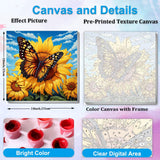 Artunion Framed Paint by Numbers Kit for Adults Beginners & Kids Ages 8-12,Sunflower Butterfly Paint by Number with Frame,Floral Paint by Numbers Kit on Canvas 10 * 10 Inch Without Easel Artunion