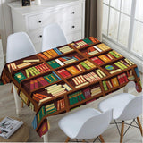 TKS MITLAN Book Shelf Tablecloth Decor Retro Bookshelf Literature Books Table Cloth Dining Room Kitchen Table Cover 60" X 84" Oblong/Rectangle TKS MITLAN