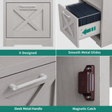 DWVO L Shaped Desk with File Drawer, 60" Corner Computer Desk with Power Outlets, Home Office Desk with Monitor Stand & Storage Shelves & File Cabinet, Grey Wash DWVO