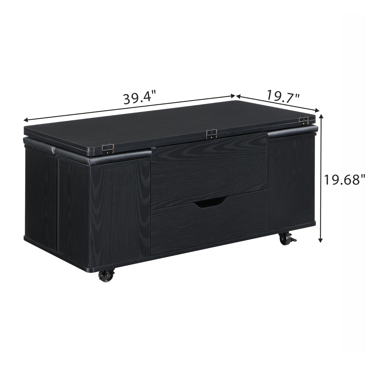 Christopher Knight Home Lucid Wooden Lift Top Coffee Table with Hidden Storage and 4 Stools, Center Table for Living Room with Compartment/Drawer, Multifunctional Table with Casters, Black Christopher Knight Home