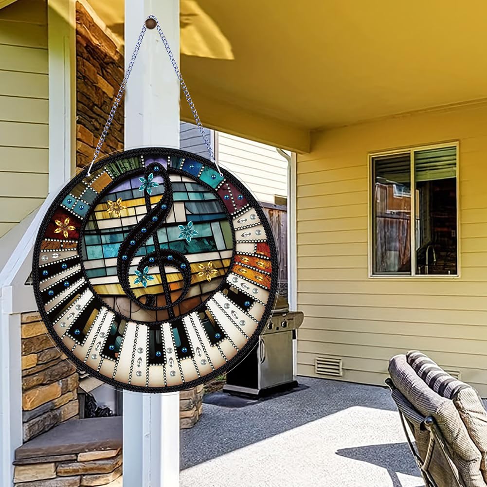Ceitura PVC Glass Special Shaped Piano Notes DIY Diamond Art Painting Pendant Diamond Art Painting Suncatcher Home Windows Decor C'eitura