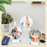 Qunclay 6 Pcs Sublimation Blanks Crystal Sublimation Canvas Blanks Decorative Heat Transfer Photo Frame Crystal Picture Frame for DIY Custom Tabletop Supplies (Round,4 x 4 in) Qunclay