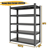 Bezuny 2500LBS Heavy Duty Garage Shelving Units, Storage Shelves, Metal Garage Shelves, Large Storage Rack, Steel Shelf, Industrial Shelving for Shop, Warehouse, Basement, Home Office, Black Bezuny