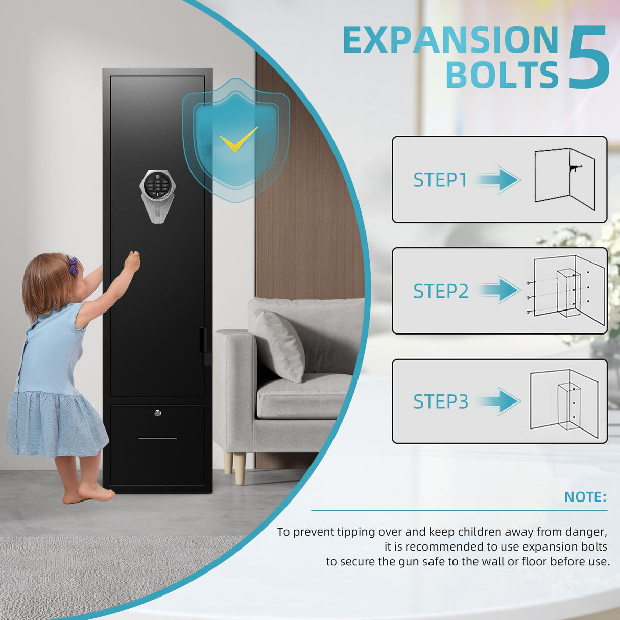 3-5 gun safes for home rifle and pistols (Biometric) Emasme