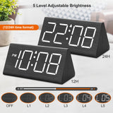 DreamSky Wooden Digital Alarm Clocks for Bedrooms - Electric Desk Clock with Large Numbers, USB Port, Loud Alarm for Heavy Sleepers, Adjustable Volume, Dimmer, Snooze, DST, 12/24H, Wood Décor Gifts DreamSky