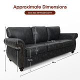 Couchus Mid-Century Vintage Sofa Couches with Rivet Design,loveseat Sofa,Removable Sofa Cover Upholstered Cushions and Solid Wood Frame (Grey, 3-Seater) Couchus