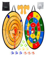 JstFrU Foam Axe Throwing Game Set,26 inch Large Dart Board,Indoor Outdoor Target Game,Includes a 26 Inch Double-Sided Easy Fold Target,2 Foam Axes,12 Sticky Balls,a Carry Bag,2 Hooks JstFrU
