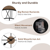 Wall Clock for Living Room Decor, 24'' Big Wall Clock for Office, Rustic Wall Clock Battery Operated, Distressed White Roman Numeral Clock, Round, Wood Wall Clock Oakrain