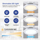 BYKISTOK Flush Mount RGB Ceiling Fan with RGB Light - 52In White Ceiling Fan Light with Reversible Mute Motor, 3CCT LED Dimmable, Low Profile Modern Ceiling Fans for Indoor, Party, Living Room BYKISTOK