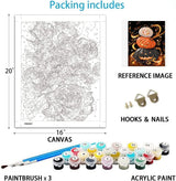 Eiazuiks Paint by Number for Adults. Halloween Paint by Numbers for Adults Beginner Drawing Paintwork with 3 Paintbrushes Paint Canvas Oil Painting 16” x 20” Eiazuiks