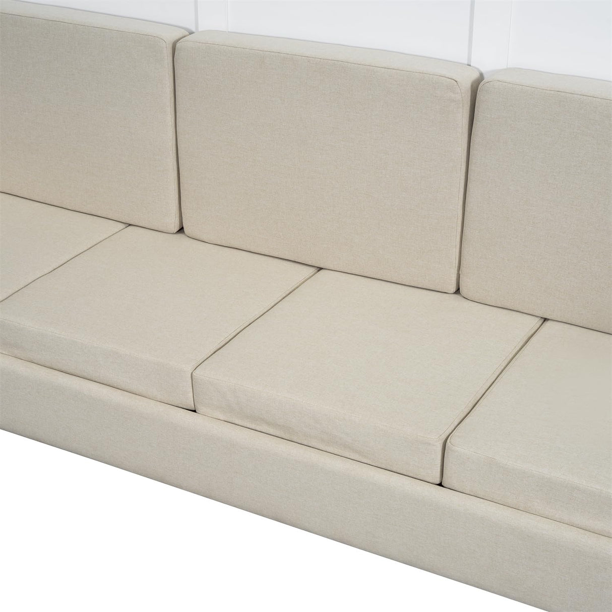 Linique Queen Size Murphy Bed with Sofa and Top Shelf, Horizontal Wall Bed, Versatile Convertible Wooden Bed Frame White, 93.3"x86.2" Linique