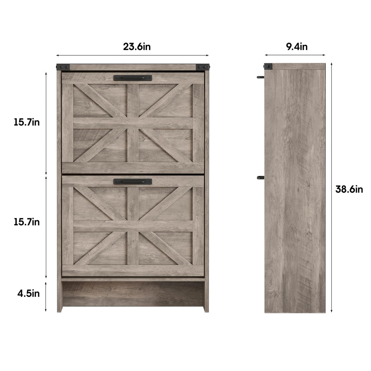 Halitaa Shoe Storage Cabinet for Entryway,Farmhouse Slim Shoe Cabinet with 2 Flip Drawers,Narrow Shoe Rack Cabinet for Entrance Hidden Shoes,Grey Halitaa