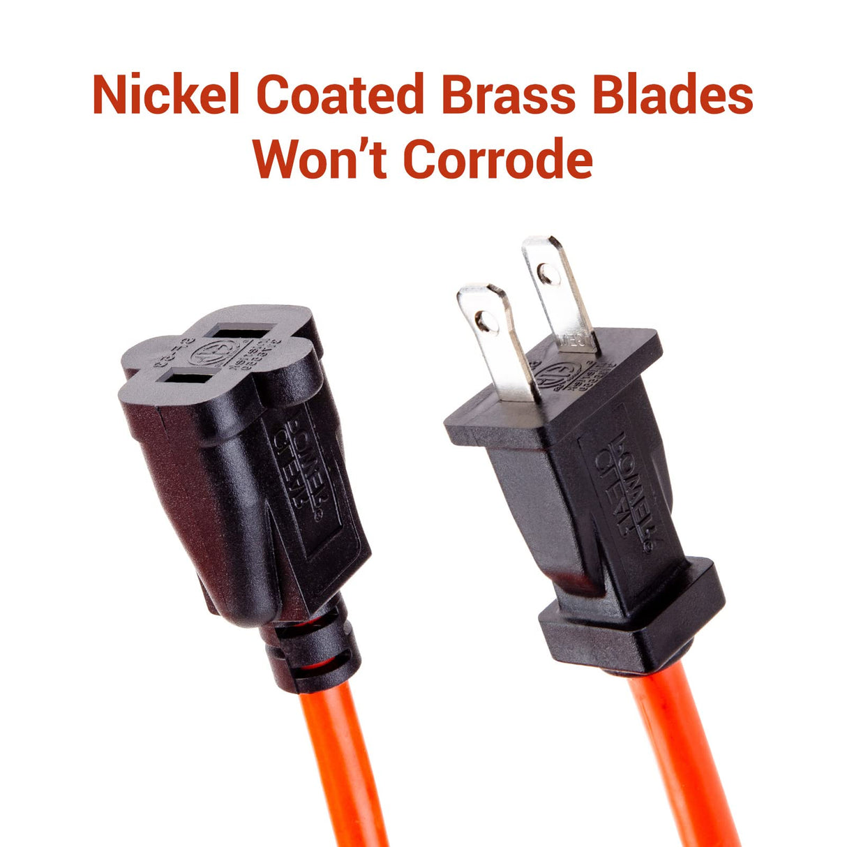 Clear Power 100 ft Outdoor Extension Cord 16/2 SJTW, 2-Prong Polarized Plug, Orange, Water & Weather Resistant, Flame Retardant, General Purpose Power Cord for Lawn & Garden DCOC-0189-DC Clear Power