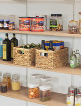 StorageWorks Wicker Basket, Baskets for Organizing, Storage Basket with Built-in Handles, Water Hyacinth Shelves (Medium 2-Pack, Natural Hyacinth) StorageWorks