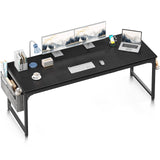 ODK 71 Inch Large Computer Desk Home Office Desk, Long Modern PC Desk Work Table with Headphone Hook & Fabric Bag for Storage, Spliced Board, Black ODK