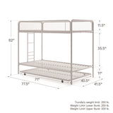 DHP Isaiah Triple Twin Metal Bunk Bed, Off White DHP