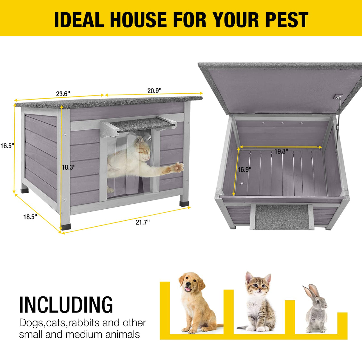 Aivituvin Outdoor Cat House,Wooden Cat Houses for Outdoor Cats,Weatherproof Feral Cat House Outdoor with Opening Top,Perfect for Feral Cats and Outdoor Pets Aivituvin