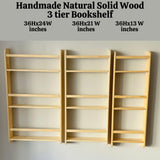 Furpinea Handmade 3-Tier Natural Wood Montessori Wall-Mounted Kids Bookshelf Furpinea