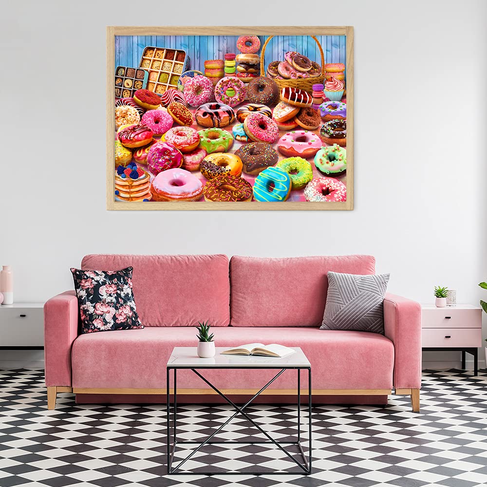 HUADADA Jigsaw Puzzles for Adults 1000 Pieces, Donuts Interlock Perfectly Letter on Back No Dust, Home Decor Birthday Party Gift Toy for Men Women Olders Seniors (27.5"x19.6"), 1:1 Poster HUADADA