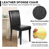 FDW Dining Chairs Set of 4,Dining Room Chairs,Side PU Cushion Chairs with Waterproof Surface and Wood Legs,for Kitchen Restaurant and Living Room,Leather Black FDW
