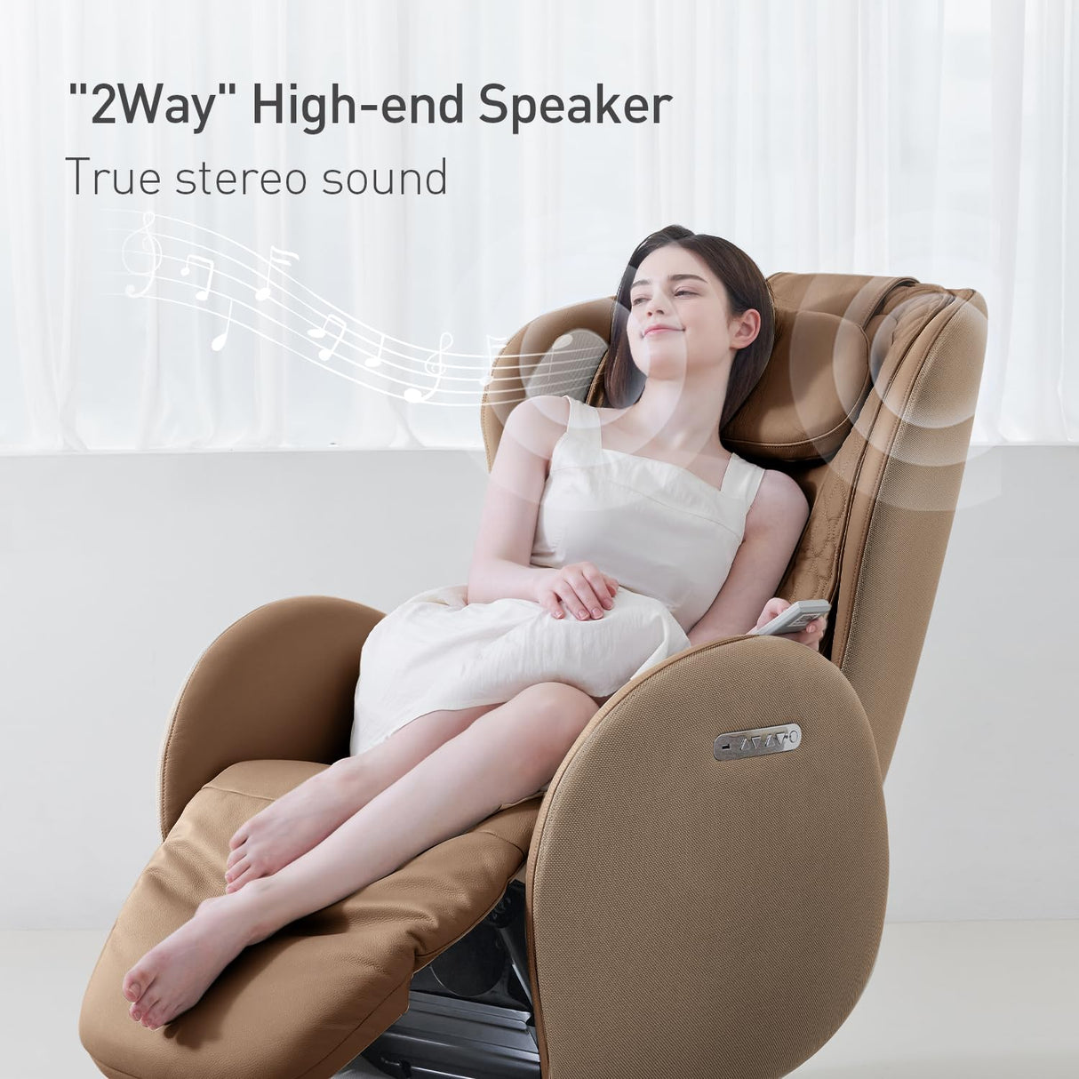 Nouhaus Luna Heated Massage Chair,Full Body Massaging Zero-Gravity Leisure Recliner with Low-Noise 3D Massage and Dual Sound Systems Modern Massage Chairs (Dark Caramel) Nouhaus