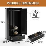 Polup Metal Armoire Wardrobe Closet with Drawer, 71“ Tall Freestanding Wardrobe Cabinet with Doors and Shelves, Large Armoire with Hanging Rod, Clothes Cabinets for Bedroom, Black, Assembly Required Polup