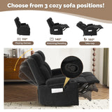 PALLOME Manual Reclining Loveseat Sofa, 2-Seater Recliner Couch with Cup Holders, Fabric Reclining Sofa for Living Room/RV (Black) PALLOME