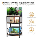 SwaaVee Aquarium Stand, 10 Gallon Fish Tank Stand with Storage, 3 Tier Metal Frame Cabinet Suitable for Fish Tank, Turtle Tank, Rustic Brown (10 Gallon) SwaaVee